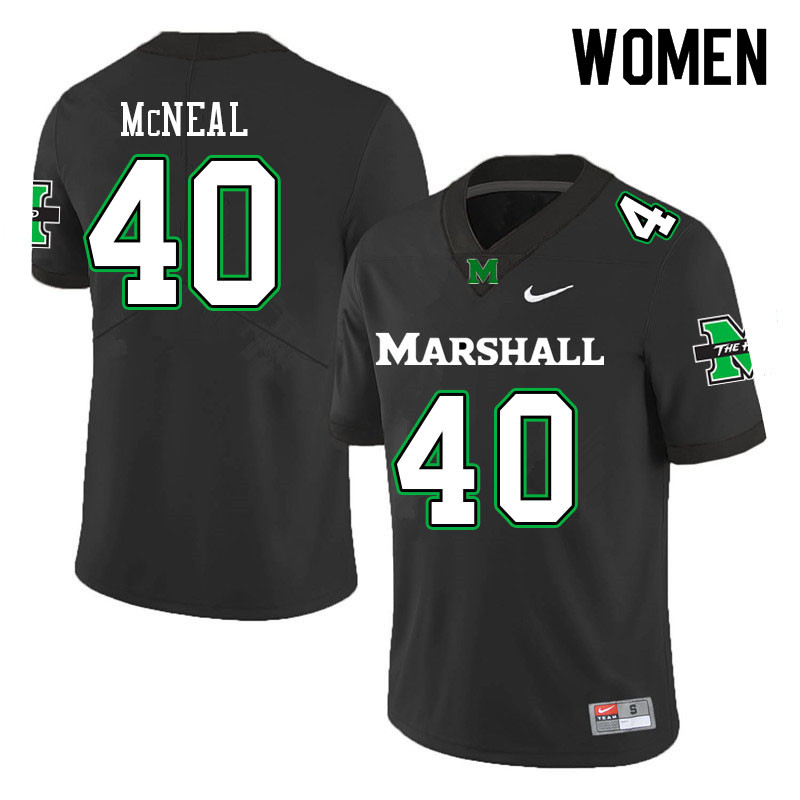 Women #40 Siddeeq McNeal Marshall Thundering Herd College Football Jerseys Sale-Black - Click Image to Close